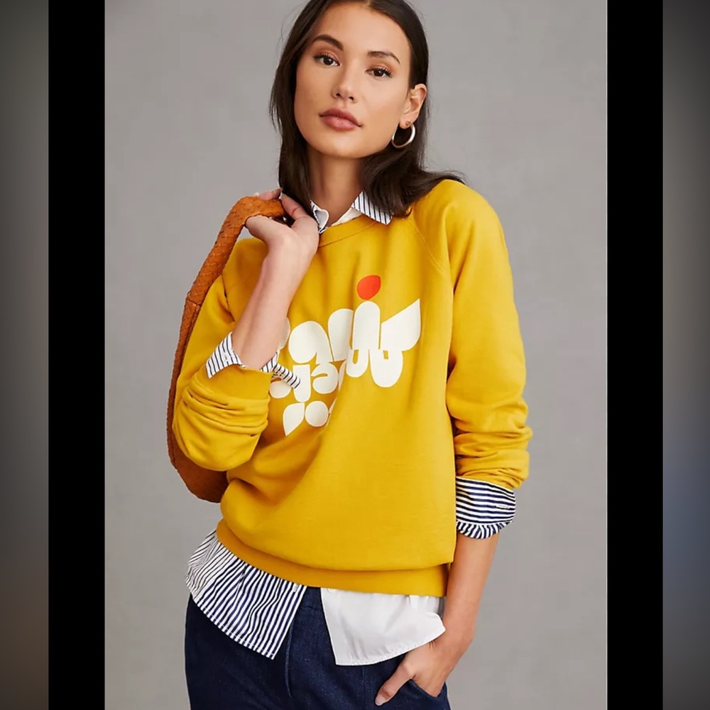 Clare V Paris Los Angeles Sweatshirt in Marigold Size XL